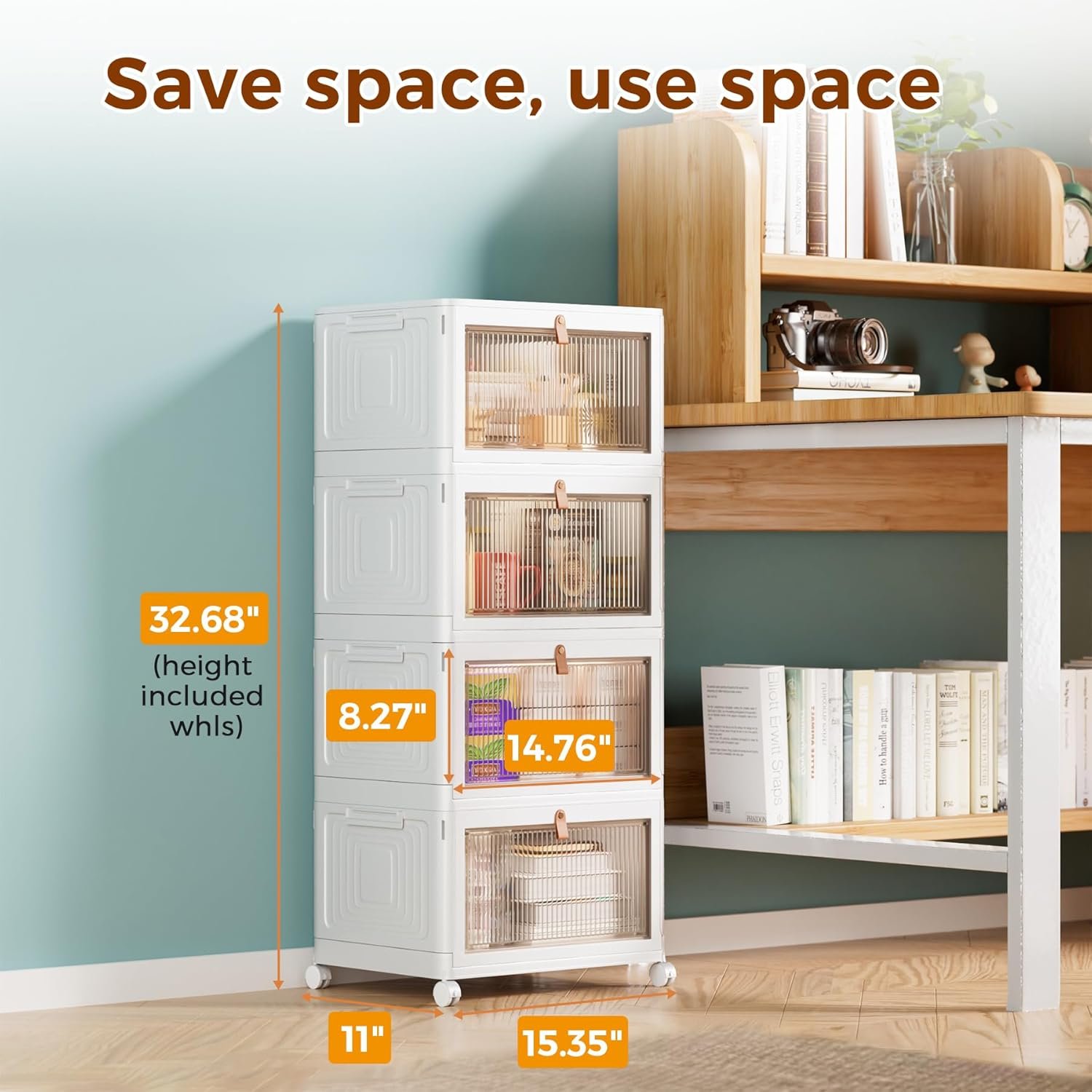 4-Tier Stackable Storage Bins with Lids – 23QT Heavy-Duty Closet Organizers on Wheels for Bedroom, Garage, or Laundry Room - Image 3