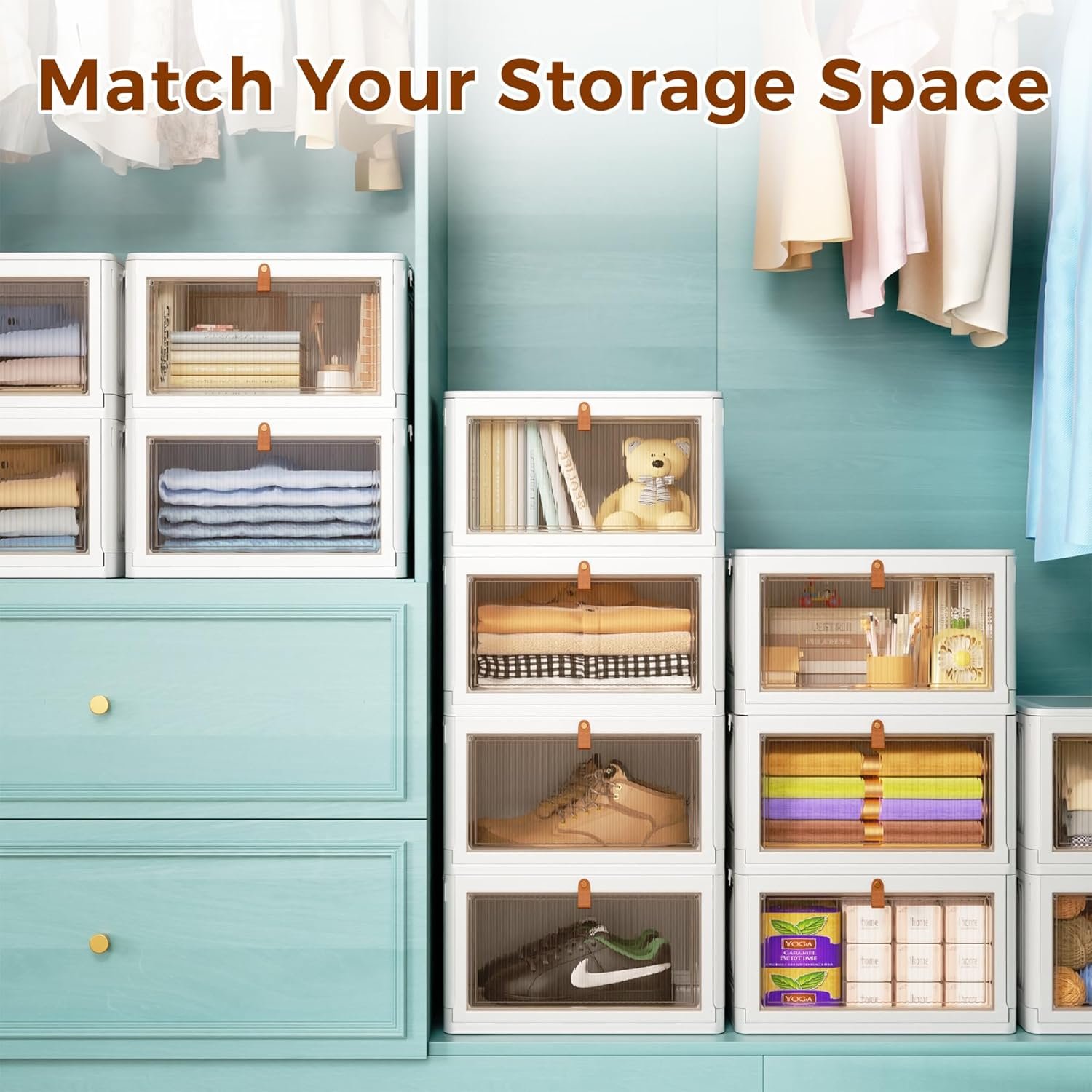 4-Tier Stackable Storage Bins with Lids – 23QT Heavy-Duty Closet Organizers on Wheels for Bedroom, Garage, or Laundry Room - Image 4